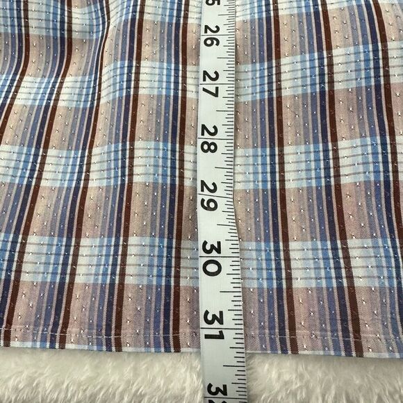 Tommy Bahama Men's XL 100% Silk Long Sleeve Button Up Blue Brown Dot Plaid Fall - Picture 9 of 9